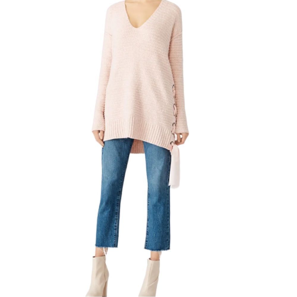 Free People Heart It Lace Up V-Neck Sweater Dress